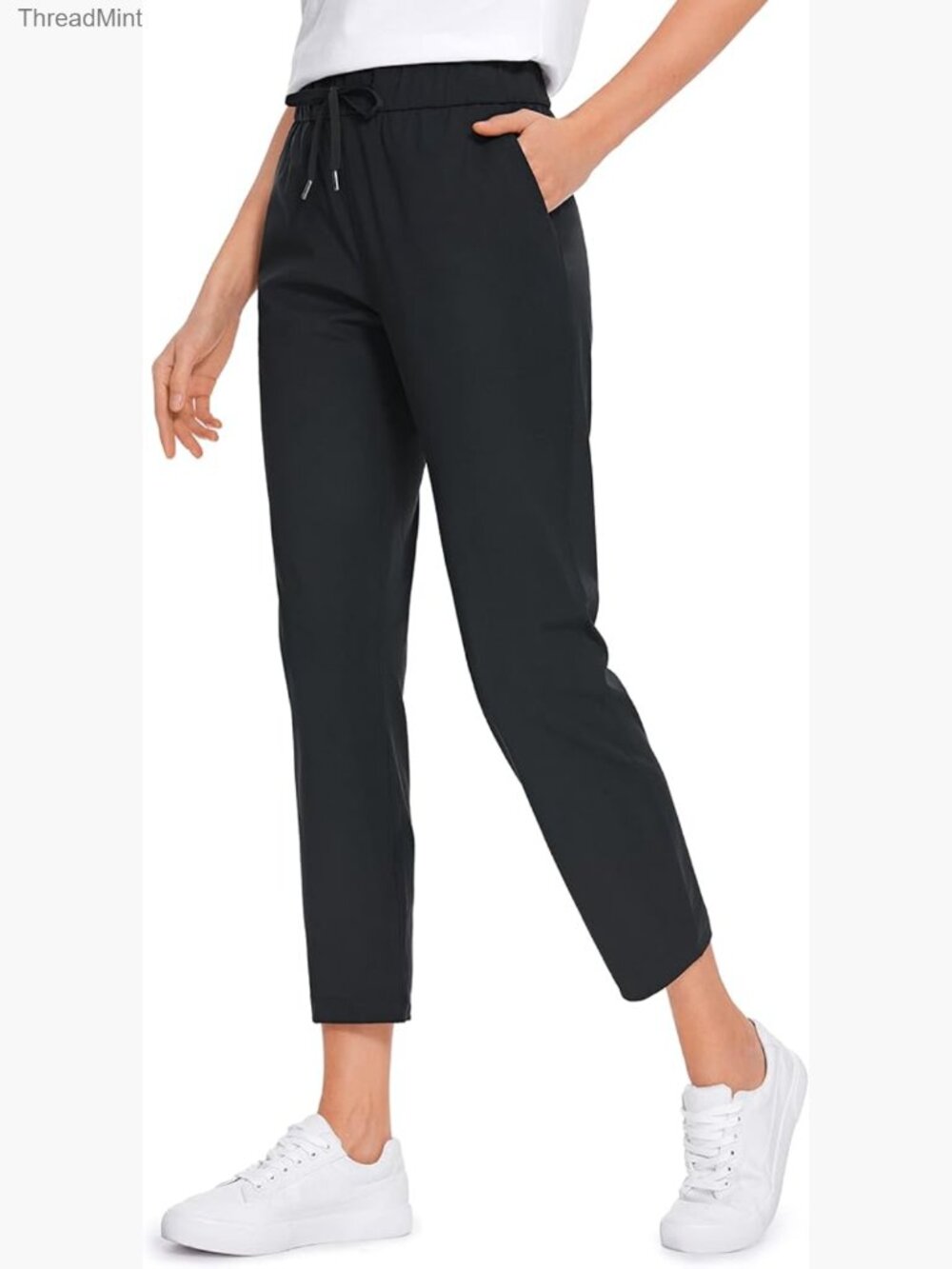High Waisted Golf Capris 25" 4-Way Stretch Work Pants, Slim Fit, Ankle Length